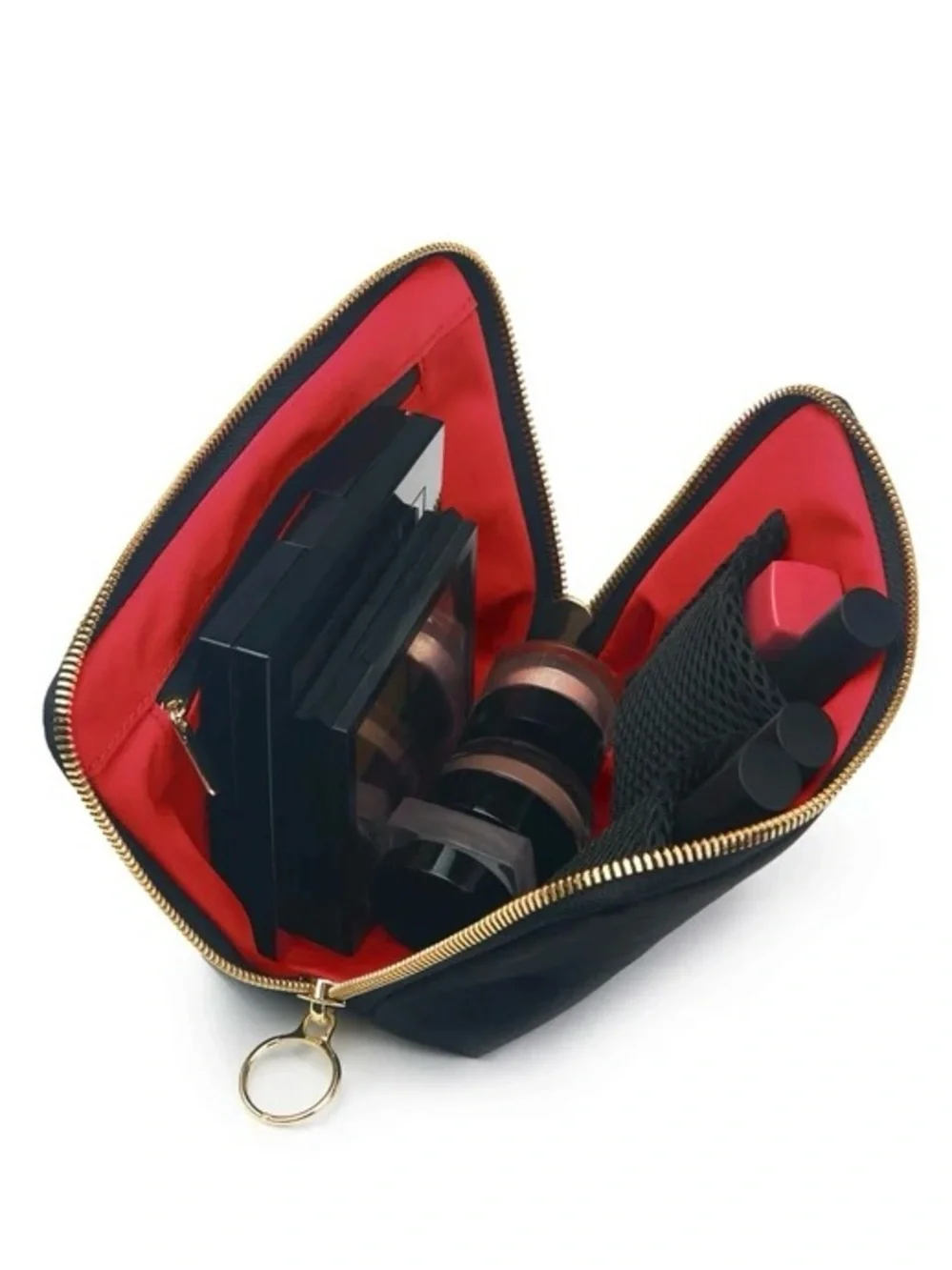 Kusshi Black Leather Everyday Makeup Bag